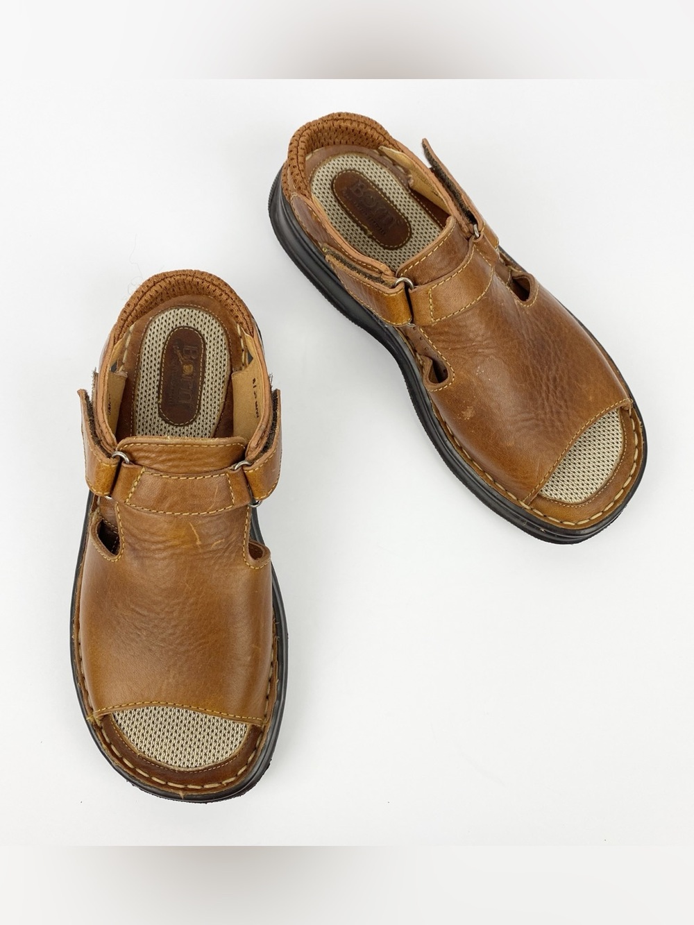 Born Brown Leather Open-Toe Sandals - Picture 3 of 11